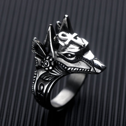 Vintage Anubis God Ancient Egyptian Jackal Head Ring