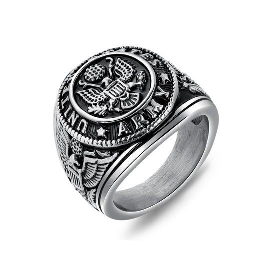 Titanium Steel Badge Eagle Ring