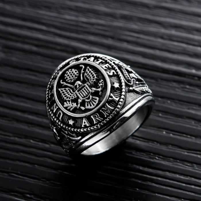 Titanium Steel Badge Eagle Ring