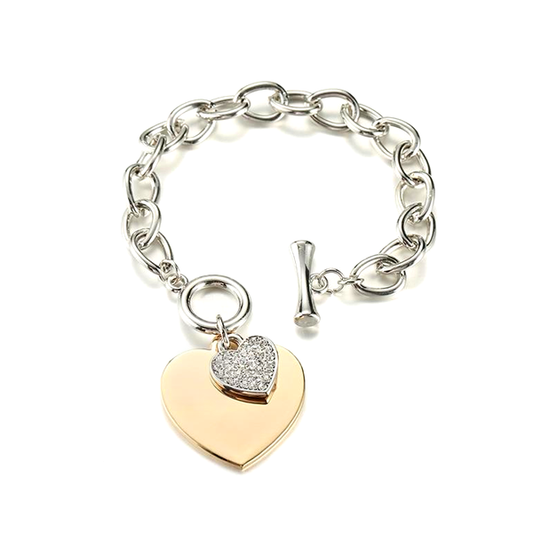 Gold Heart Charm Chain Bracelet