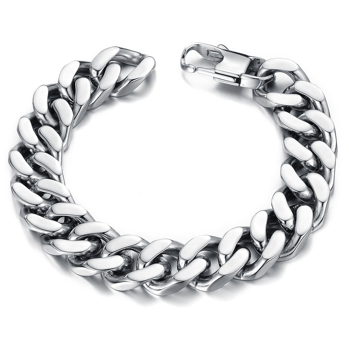 Classic Titanium Steel Thick And Wide Flat Snake Bone Chain Men's Business Bracelet