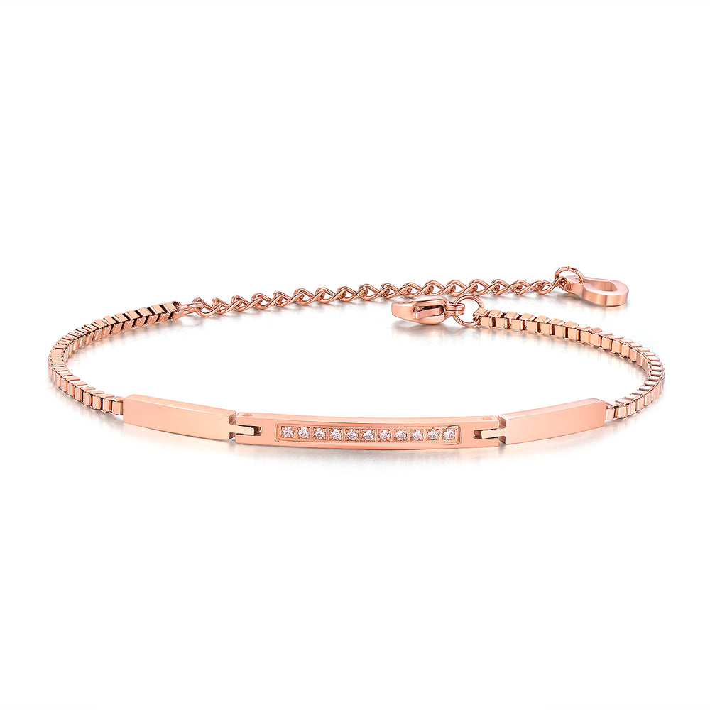 Micro inlaid 3A zircon bracelet girl rose gold plated chain