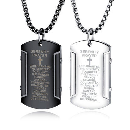 Vintage Scripture Stainless Steel Men's Pendant Fashion Trend Cross Necklace