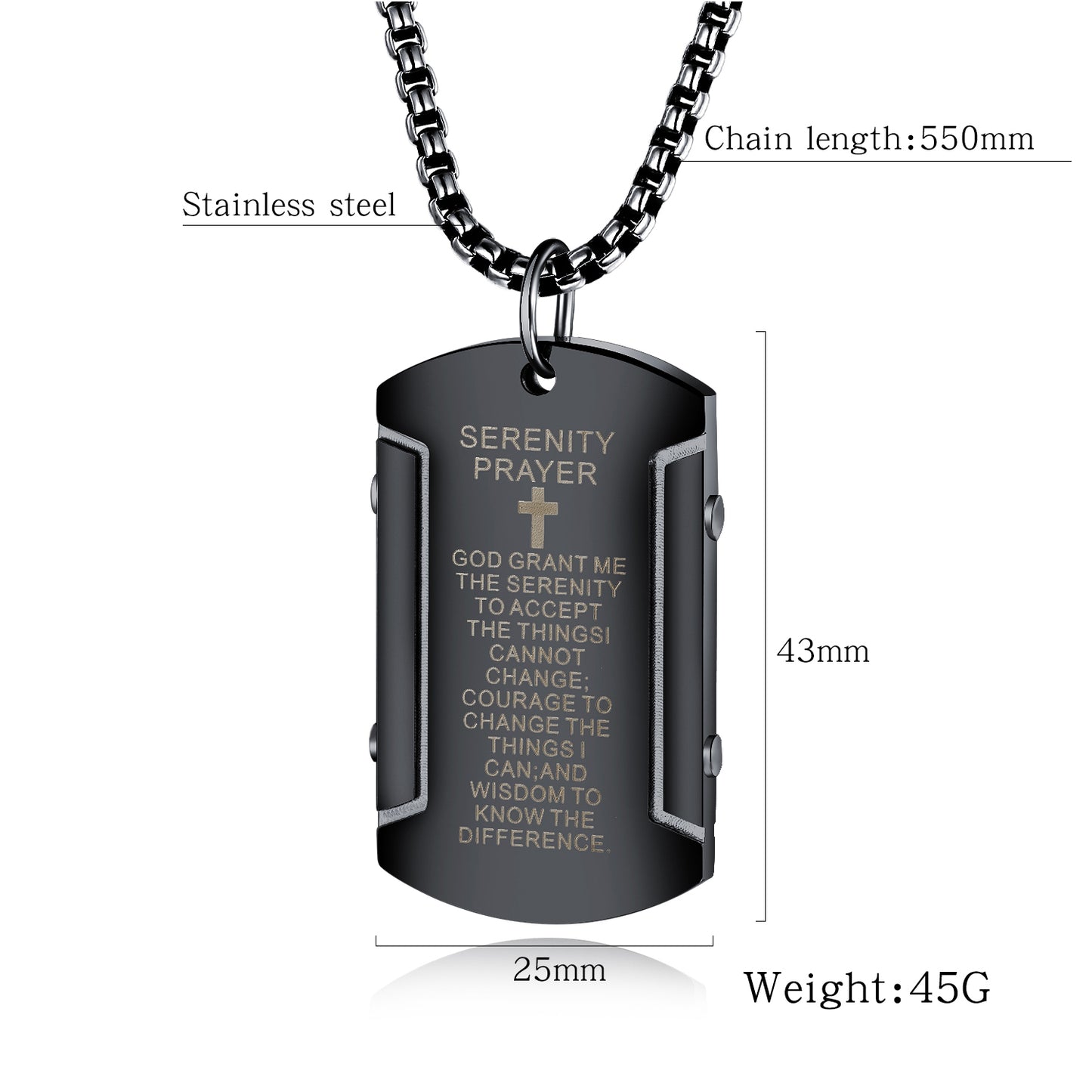 Vintage Scripture Stainless Steel Men's Pendant Fashion Trend Cross Necklace