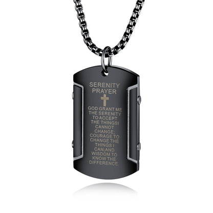 Vintage Scripture Stainless Steel Men's Pendant Fashion Trend Cross Necklace