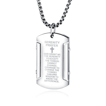 Vintage Scripture Stainless Steel Men's Pendant Fashion Trend Cross Necklace