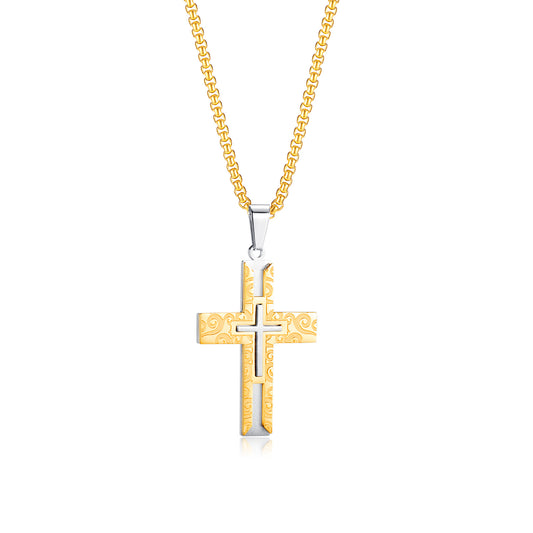 Street Hiphop Titanium Steel Cross Fashion Stainless Steel Men's Necklace