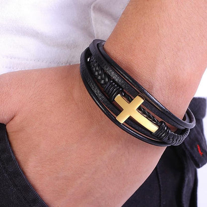 Traditional Hand-made Leather Cross Bracelets