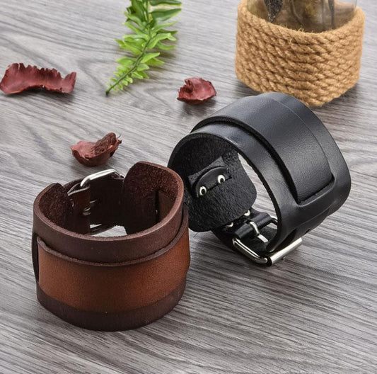 Wide Leather Cuff Bracelet