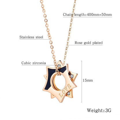 Women Chain Necklace Rose Gold Hexagram Clavicle Chain Stainless Steel Design  Necklaces Fashion Jewelry