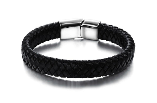 Fashion Knitted Genuine Leather Rope Chain Man Bracelets Classical Simple Design Men Jewelry With Magnet Buckle