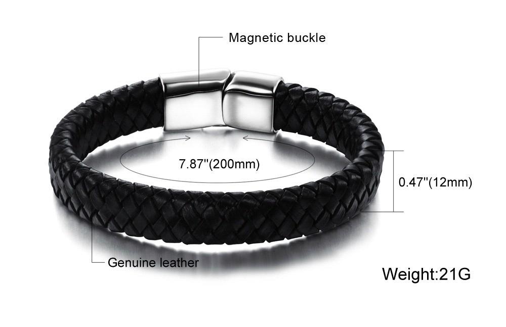 Fashion Knitted Genuine Leather Rope Chain Man Bracelets Classical Simple Design Men Jewelry With Magnet Buckle