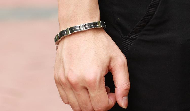 Trendy Silicone Stainless Steel Wire-Cable Chain Handmade Wide Wristband Black Punk Rock  Men Accessory