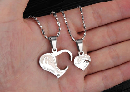 Romantic Gift For Valentine's & Christmas Day Heart Puzzle Design Pendant Stainless Steel Vintage Necklace Women Men Jewelry