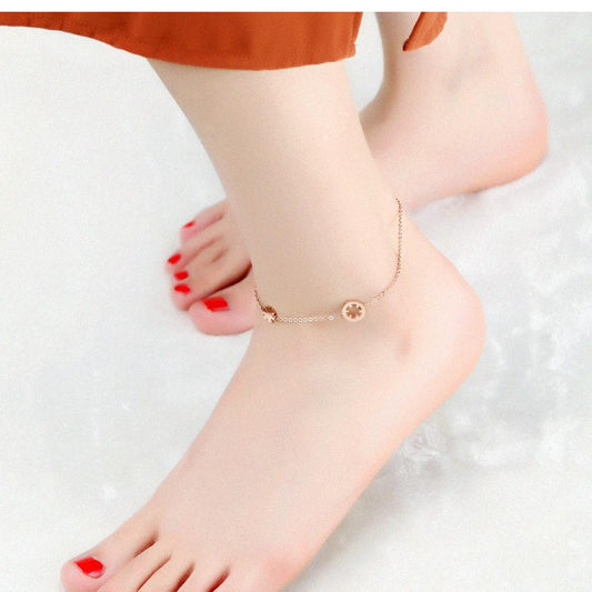 Top Brand Snowflake Anklets Bracelet For Women Rose Gold Color 21-26 CM Girl Female Ankle Foot Chain Jewelry