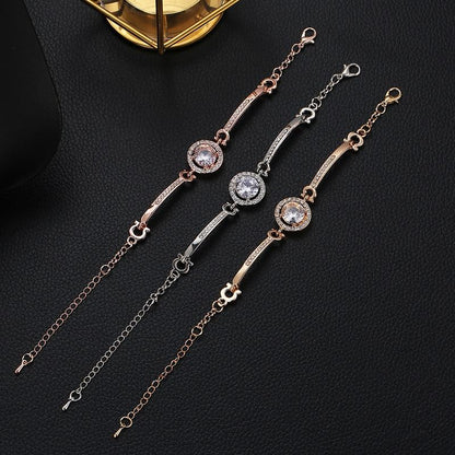 Elegant Cubic Zirconia Crystal Bracelet For Women Rose Gold Silver Color Bracelets Bangles Statement Fashion Jewelry New