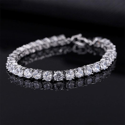 Luxury 4mm Cubic Zirconia Tennis Bracelets Iced Out Chain Crystal Wedding Bracelet For Women Men Gold Silver Color Bracelet