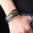 Casual There Layer Genuine Leather Man Bracelets Simple Design With Magnet Buckle Men Handmade Wrap Jewelry Gift