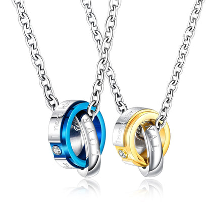 Couple Neaklaces 'ETERNAL LOVE' Matching Set Necklace for His and Her Valentines Gift for Boyfriend Girlfriend