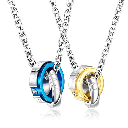 Couple Neaklaces 'ETERNAL LOVE' Matching Set Necklace for His and Her Valentines Gift for Boyfriend Girlfriend