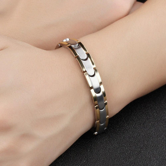 Fashion Healthy Magnetic Bracelet For Men Women Two Tone Gold Color Link Chain Stainless Steel Charm Punk Energy Gift