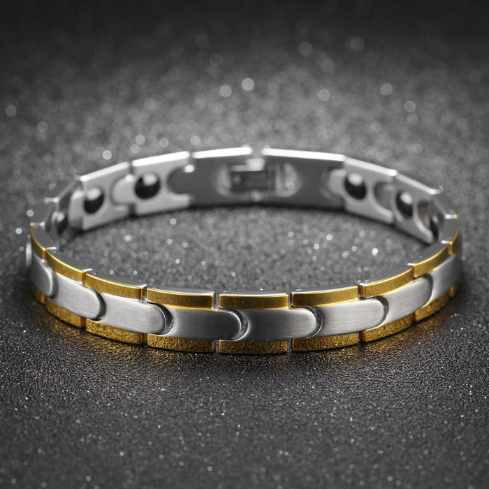 Fashion Healthy Magnetic Bracelet For Men Women Two Tone Gold Color Link Chain Stainless Steel Charm Punk Energy Gift