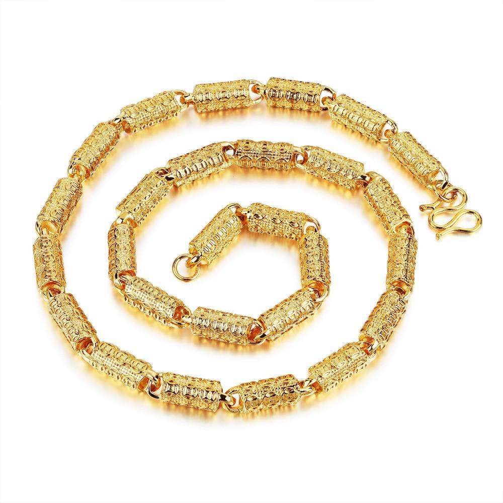 Hiphop Gold Color Chain Necklace For Men Party Gift Trendy 8 MM Wide Bamboo Shape Whole & Drop