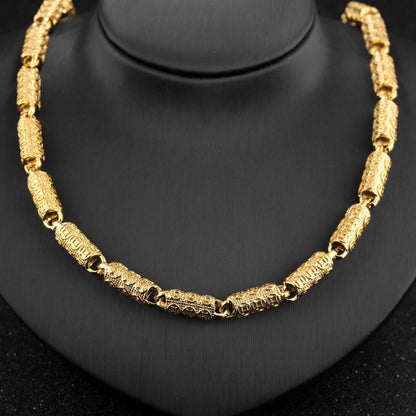 Hiphop Gold Color Chain Necklace For Men Party Gift Trendy 8 MM Wide Bamboo Shape Whole & Drop