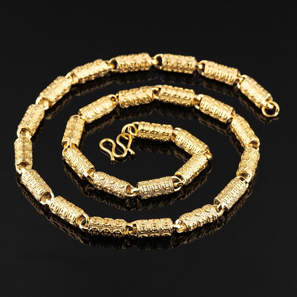 Hiphop Gold Color Chain Necklace For Men Party Gift Trendy 8 MM Wide Bamboo Shape Whole & Drop