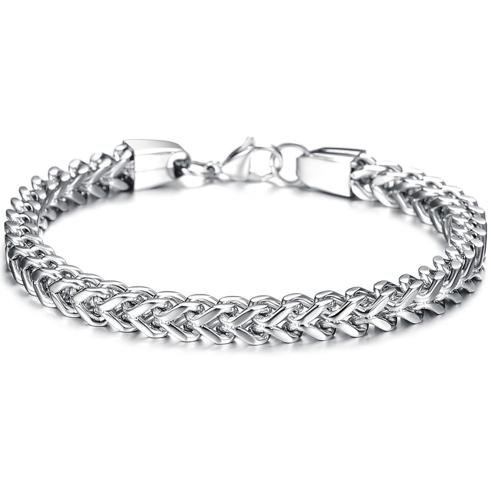 JEWELRY   Fashion Jewelry Stainless Steel Bracelet Band Oblong Strip Chain Men Cuff Friendship Bracelet