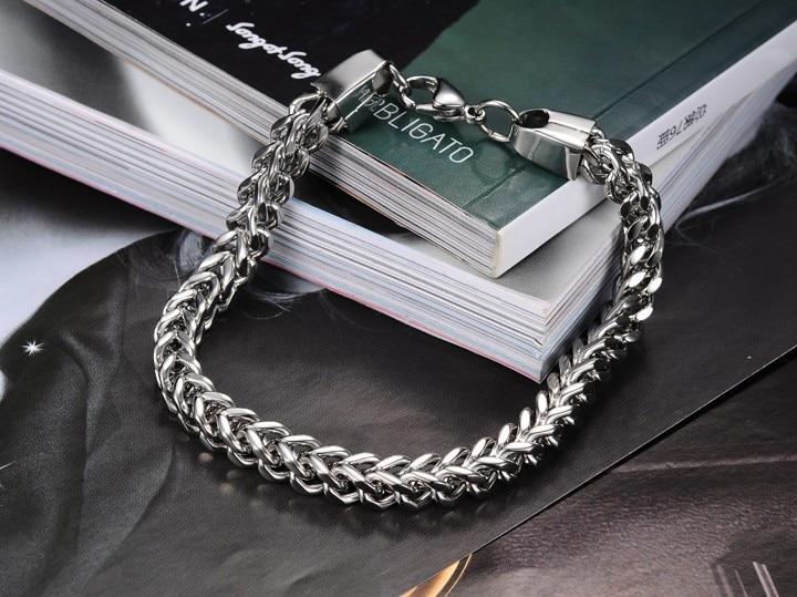 JEWELRY   Fashion Jewelry Stainless Steel Bracelet Band Oblong Strip Chain Men Cuff Friendship Bracelet