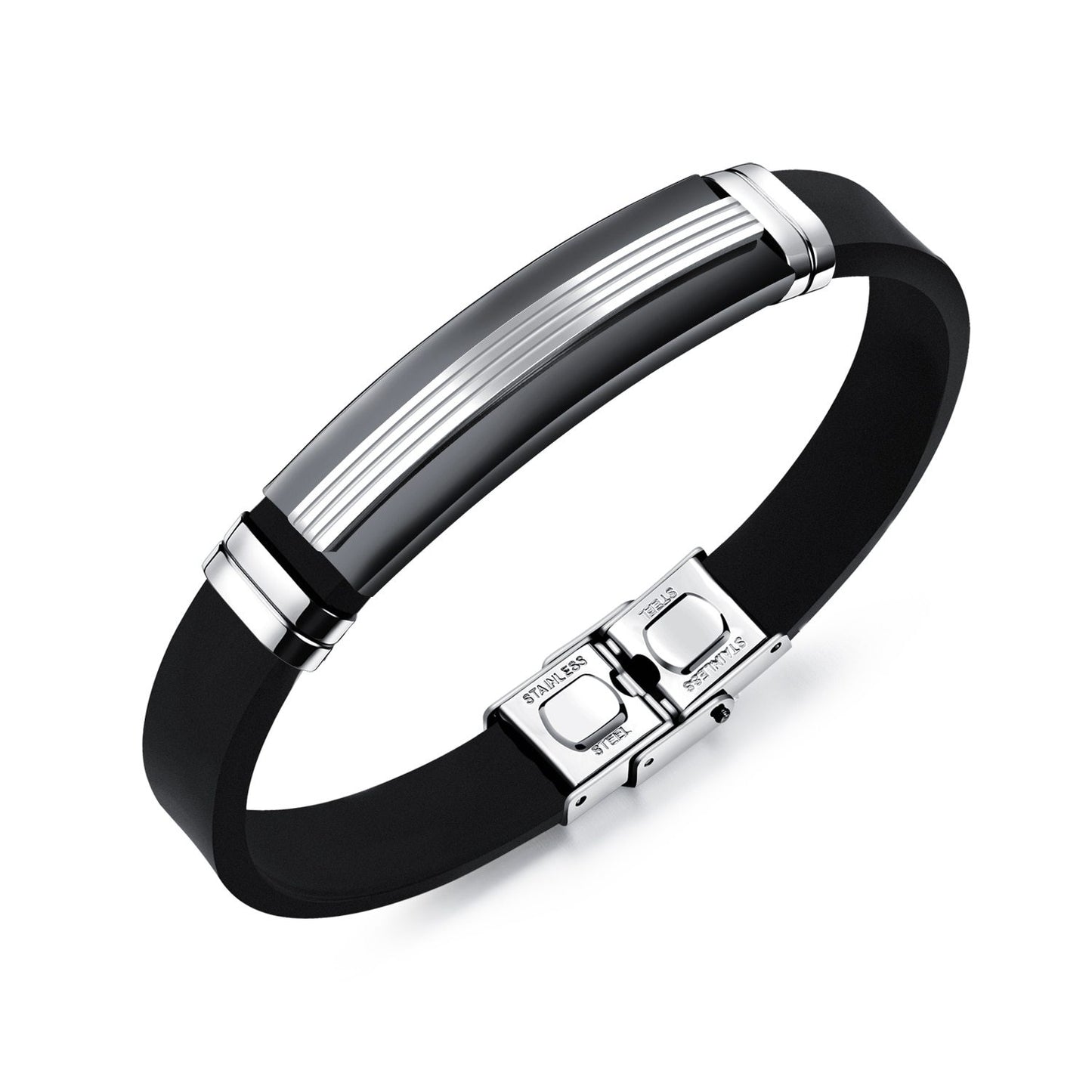 Silicone Bracelet Men Women Stainless Classic Thin Wristband ID Bracelet Gift Jewelry Adjustable Size