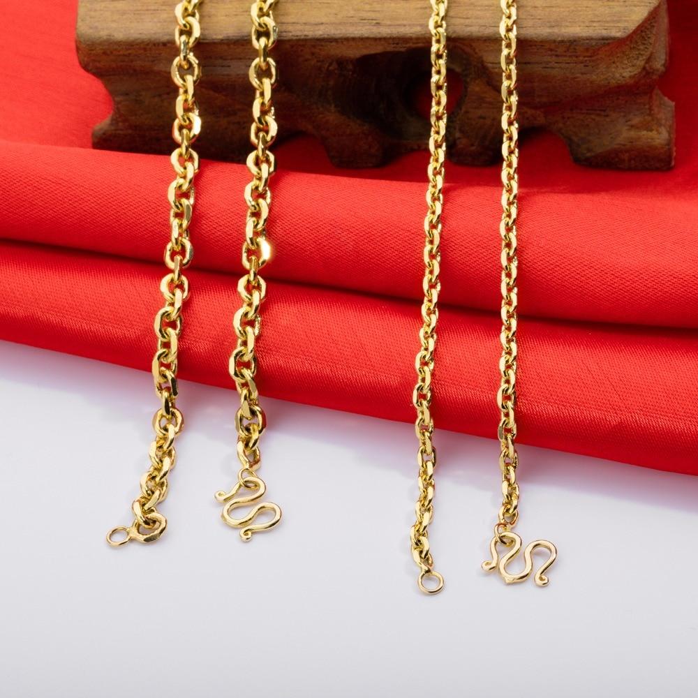 Gold Necklaces For Men Copper Cable Thin Link Male Necklace Accessories Gift 3 Size Charm Chain