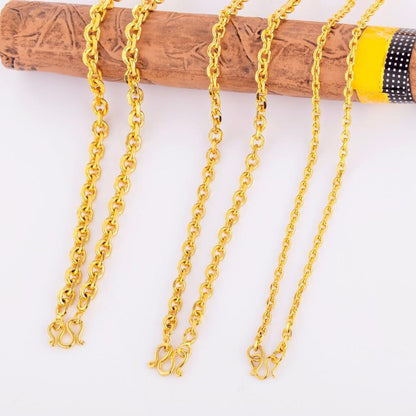 Gold Necklaces For Men Copper Cable Thin Link Male Necklace Accessories Gift 3 Size Charm Chain