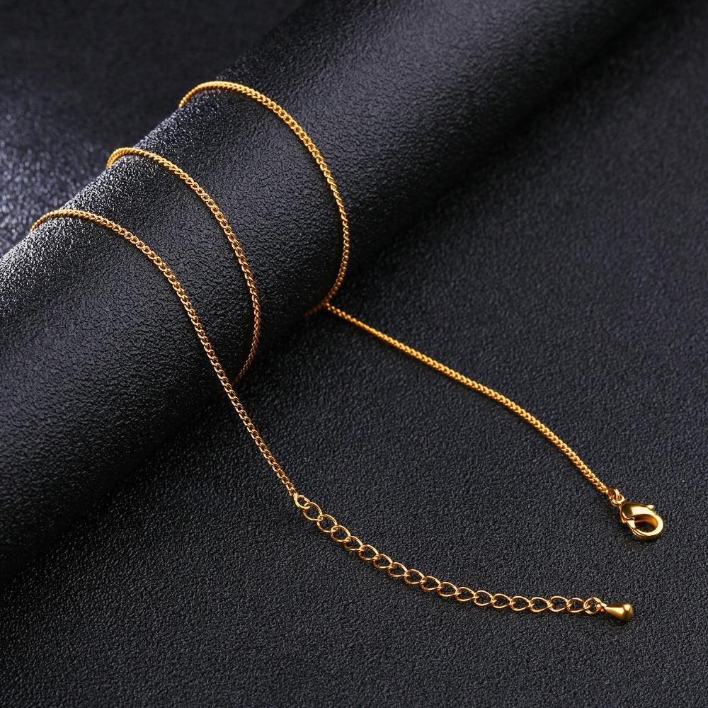 Simple Link Chain Necklace For Women Ultrathin 1.3 MM Wide Gold Color / Steel Color Copper Alloy Female Ladies Jewelry