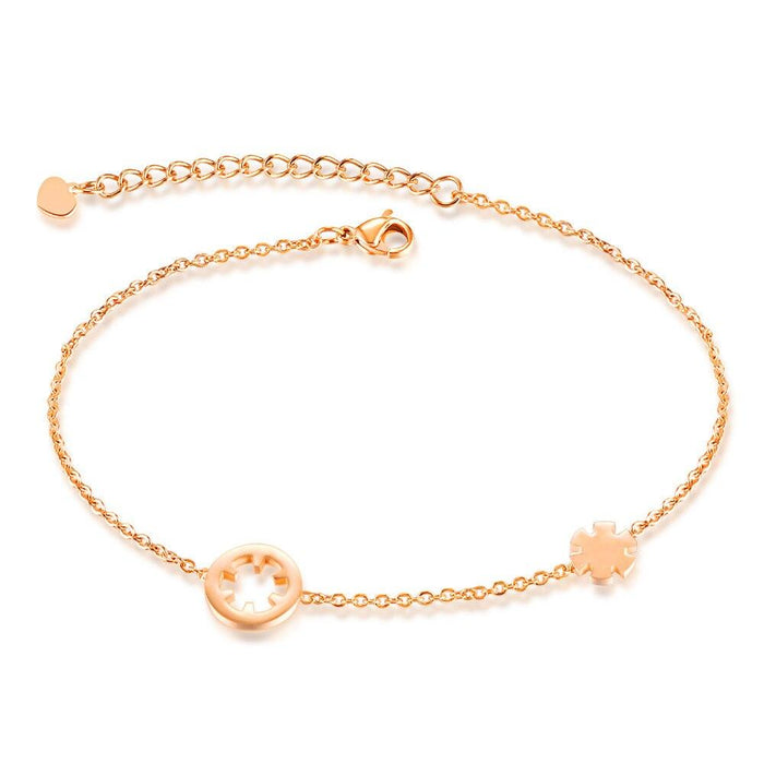 Top Brand Snowflake Anklets Bracelet For Women Rose Gold Color 21-26 CM Girl Female Ankle Foot Chain Jewelry