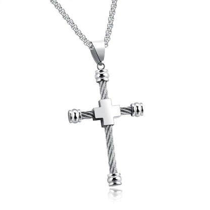 Unique Cross Necklace & Pendant For Men Stainless Steel Rope Design Gold Color 55 CM Box Link Chain Male Jewelry Gift