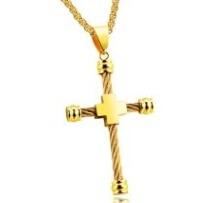 Unique Cross Necklace & Pendant For Men Stainless Steel Rope Design Gold Color 55 CM Box Link Chain Male Jewelry Gift
