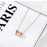 Women Chain Necklace Shiny Stone Round Designer  New Clavicle Link Steel Rose Gold Pendant Lady Korea Jewerly