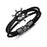 Fashion Black Personalized Rudder Braided Leather Bracelet