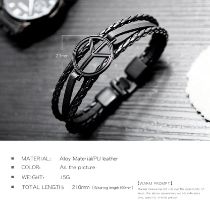 Retro hand-woven multi-layer trendy men's leather bracelet student wrist bracelet