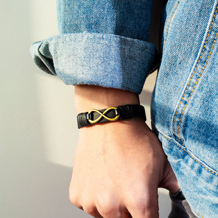Punk personality woven endless 8 word leather bracelet