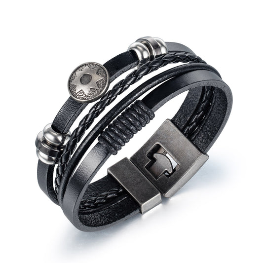 Street dance street shooting woven multi-layer sun leather bracelet bracelet