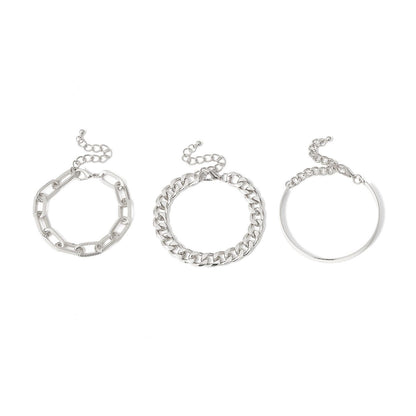 4pcs Punk Curb Cuban Chain Bracelets Set for Women Miami Boho Thick Gold Color Charm Bracelets Bangles Fashion Jewelry