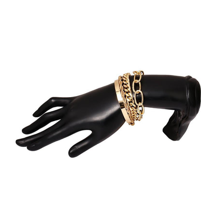 4pcs Punk Curb Cuban Chain Bracelets Set for Women Miami Boho Thick Gold Color Charm Bracelets Bangles Fashion Jewelry