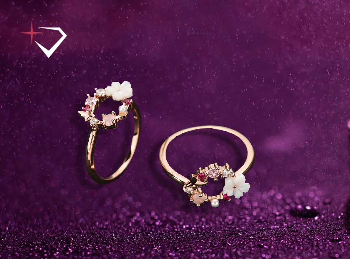 Happy Butterfly & Rose Ring