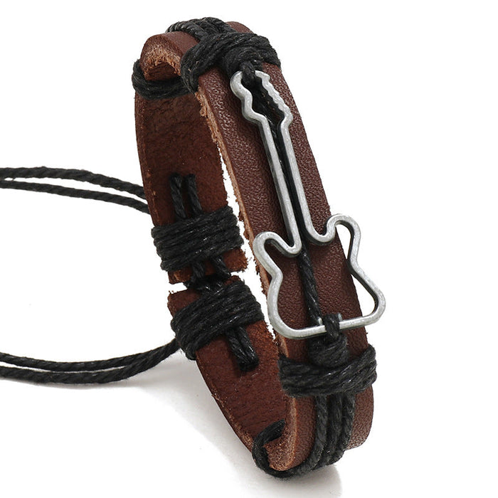 Retro Jewelry Music Festival Guitar Leather Bracelet