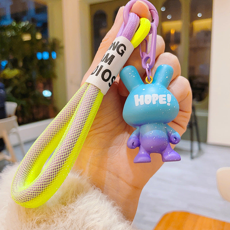 Creative Resin Figure HOPE Gradient Rabbit Keychain Car Keychain Package Pendant