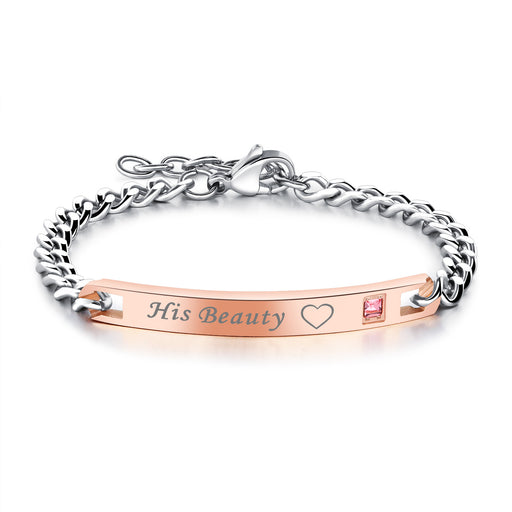 Titanium steel couple personality lettering bracelet