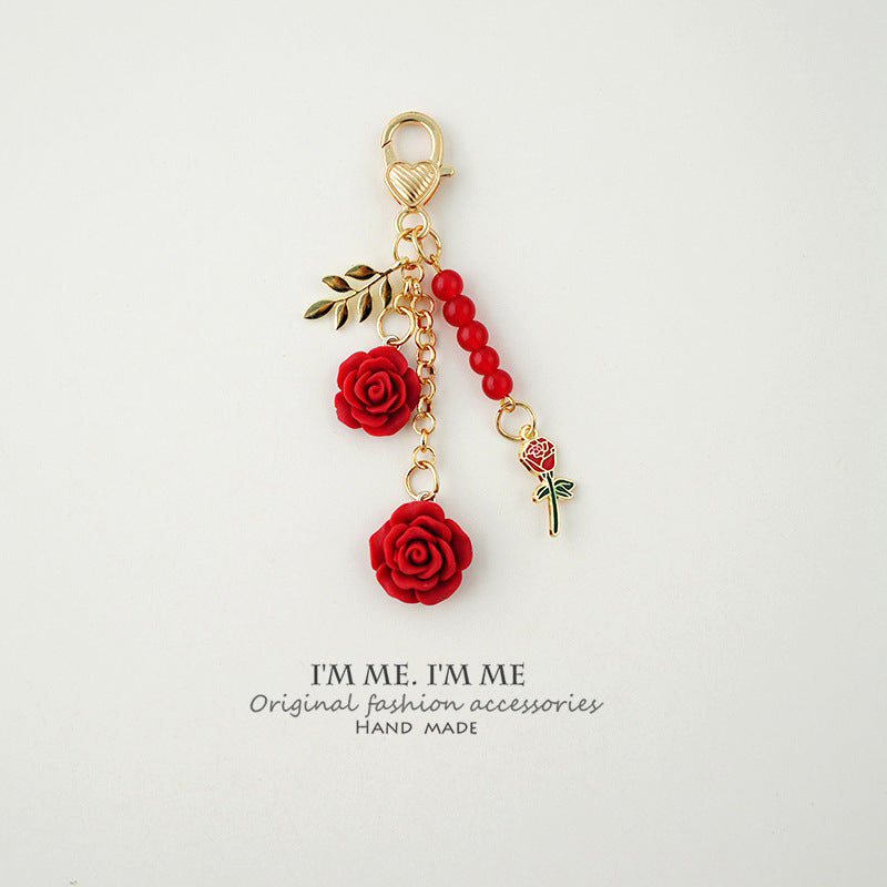 Fashion Rose With Camellia Pendant Alloy Key Chain